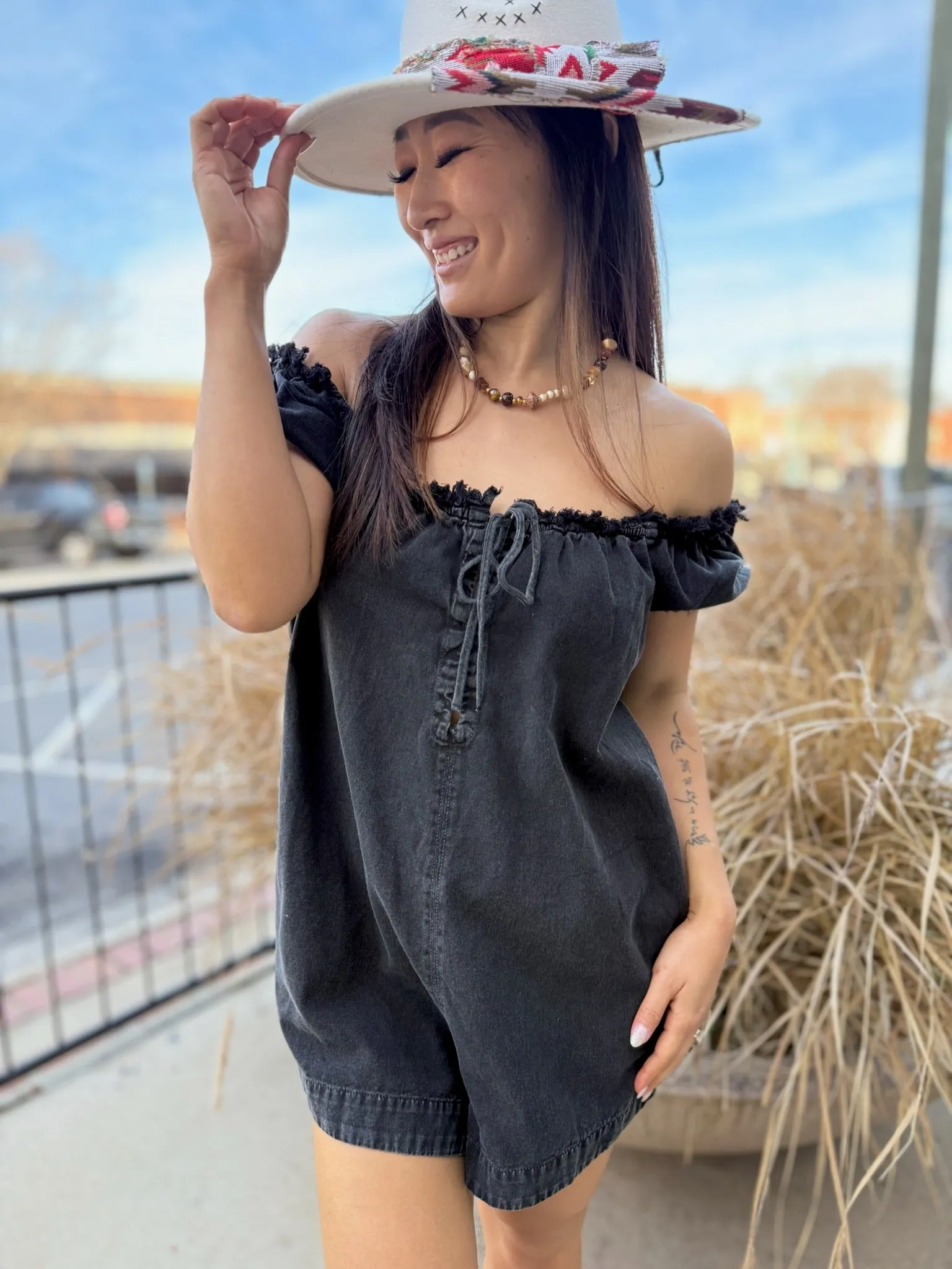 Daisy Denim Babydoll Romper