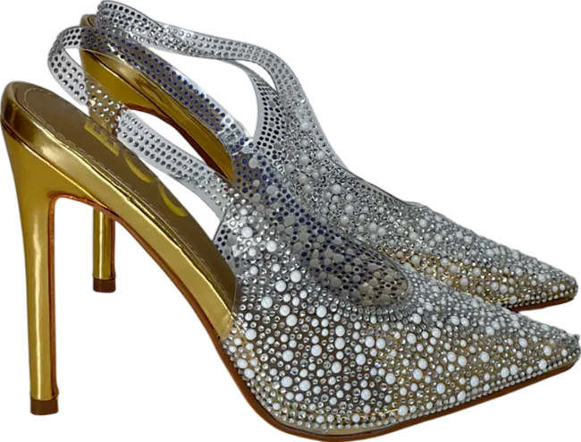 Ego gold Diamante Perspex Slingback Court Heel UK 4 EU 37 