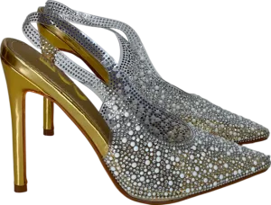 Ego gold Diamante Perspex Slingback Court Heel UK 4 EU 37 