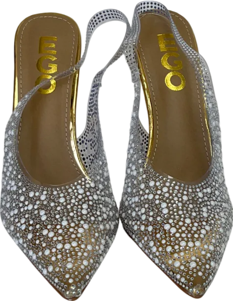 Ego gold Diamante Perspex Slingback Court Heel UK 4 EU 37 
