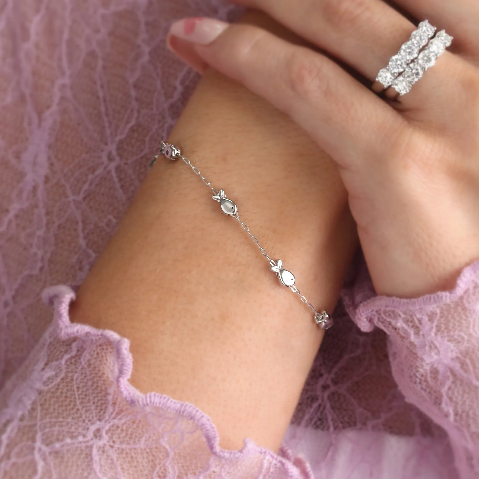 Elegant Puffed Shine Fish Bracelet & Anklet - Customizable Length