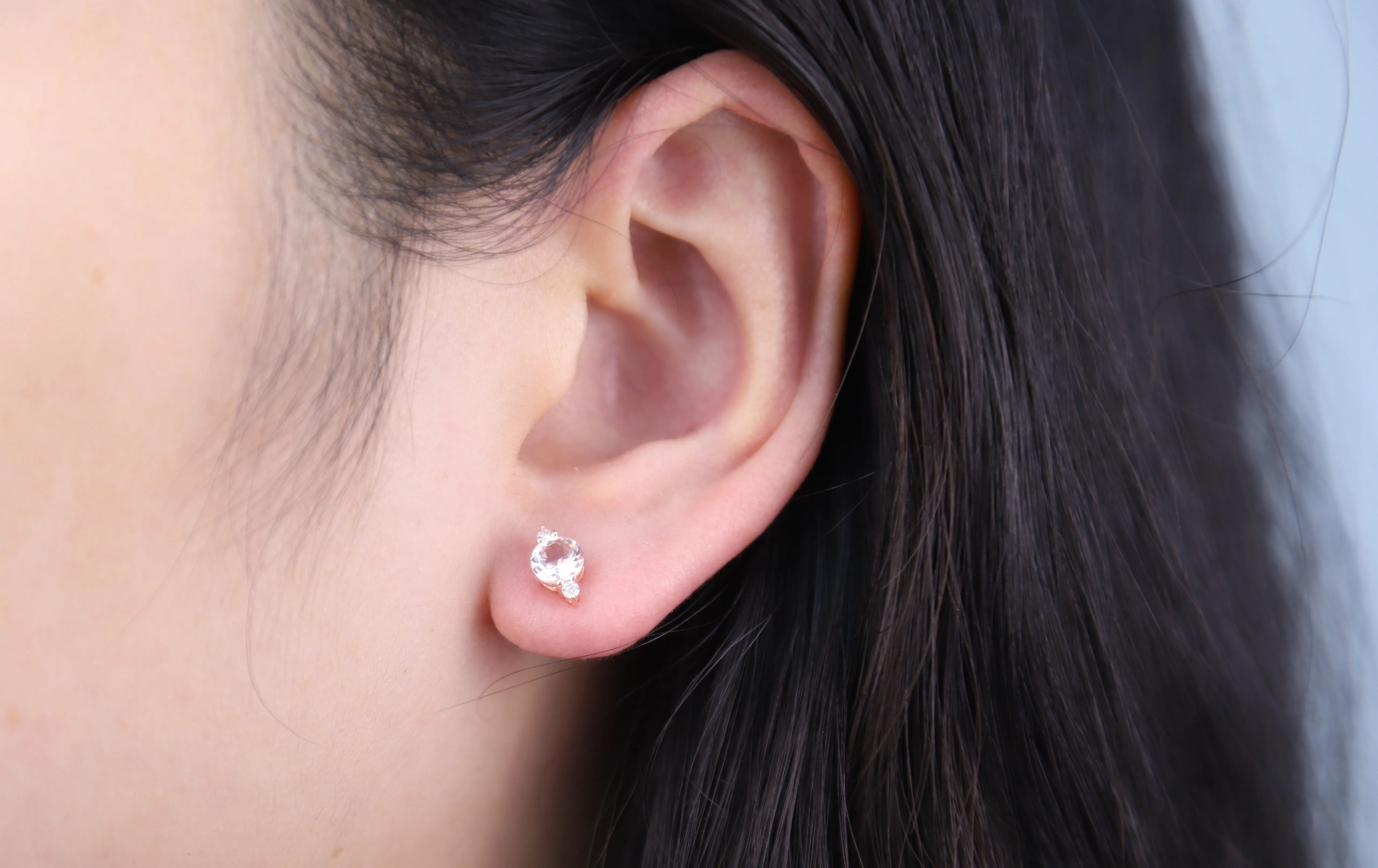 Eveleigh 10K Rose Gold Round-Cut Madagascar Morganite Earring