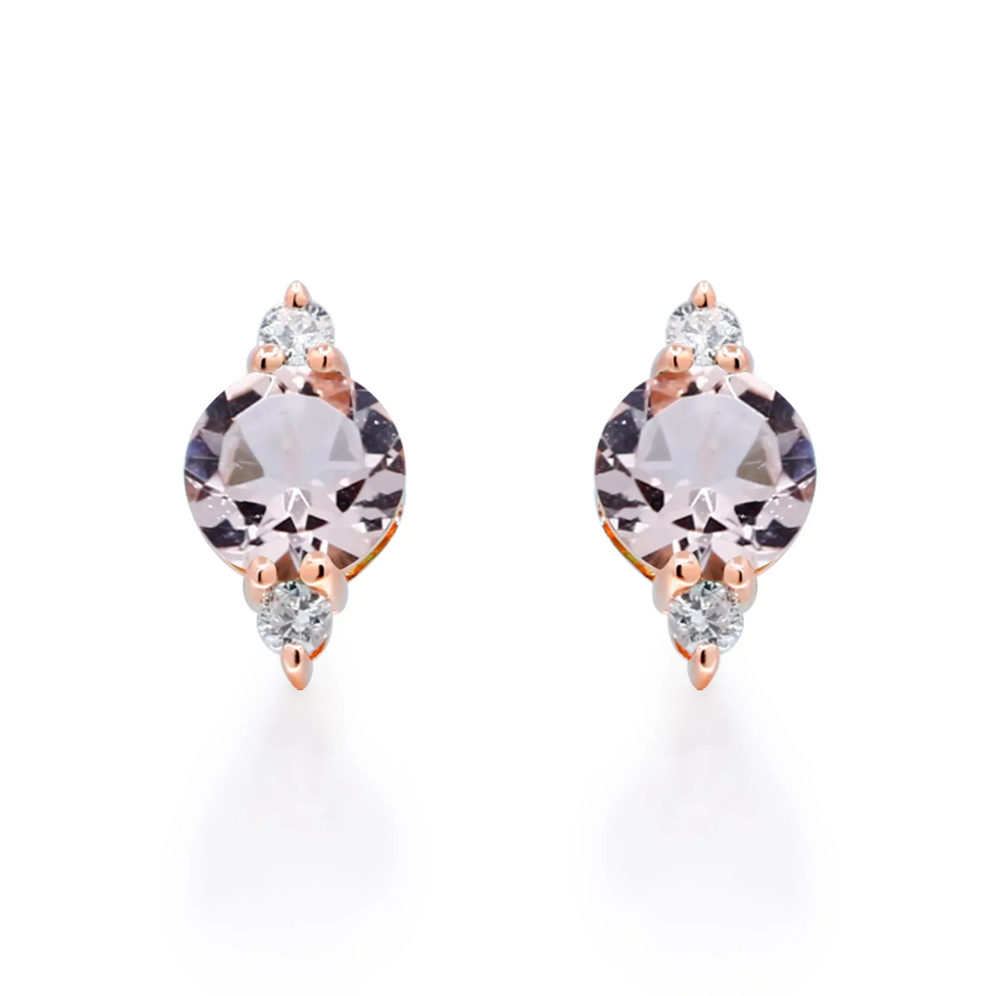 Eveleigh 10K Rose Gold Round-Cut Madagascar Morganite Earring