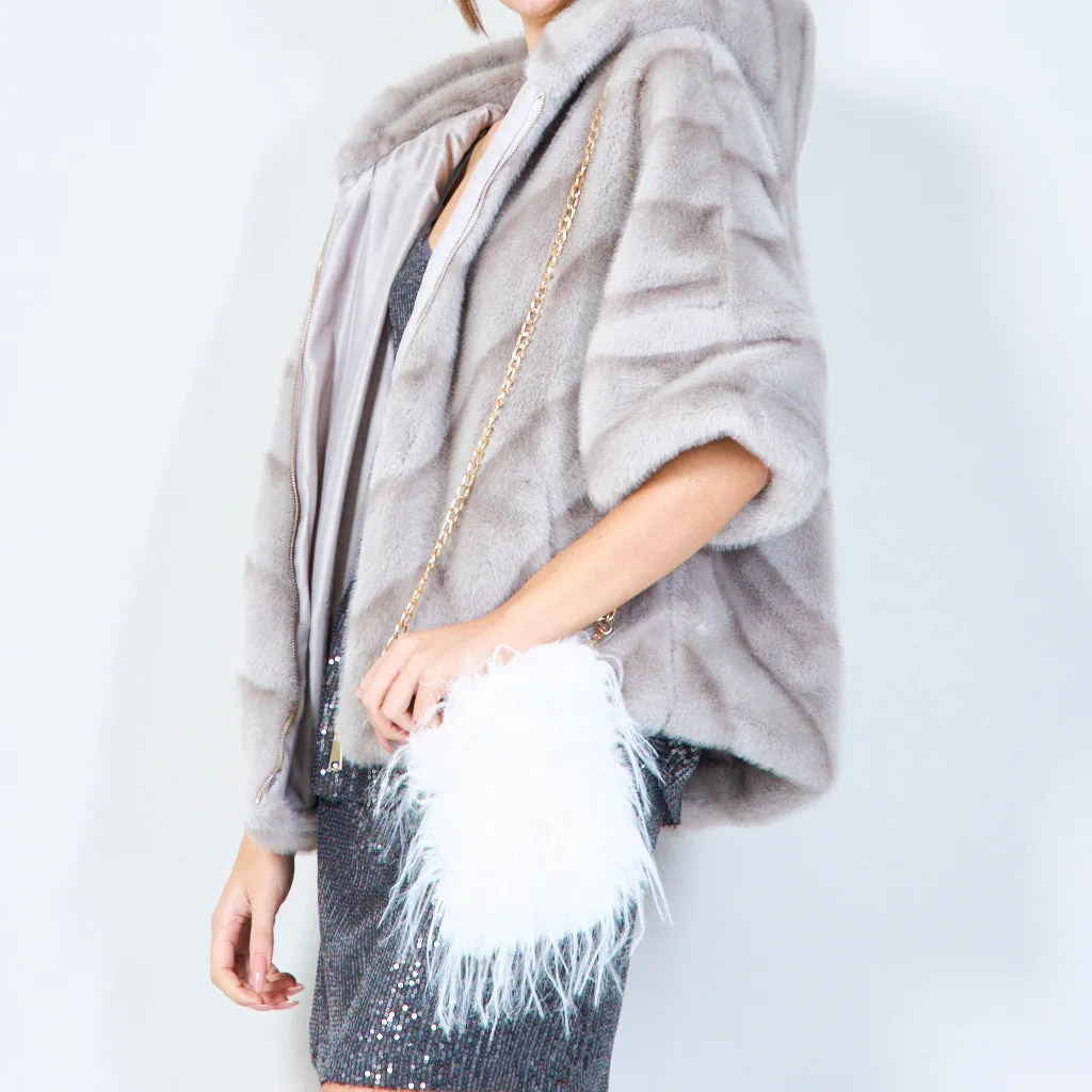 Faux fur mini crossbody bags with chain wholesale