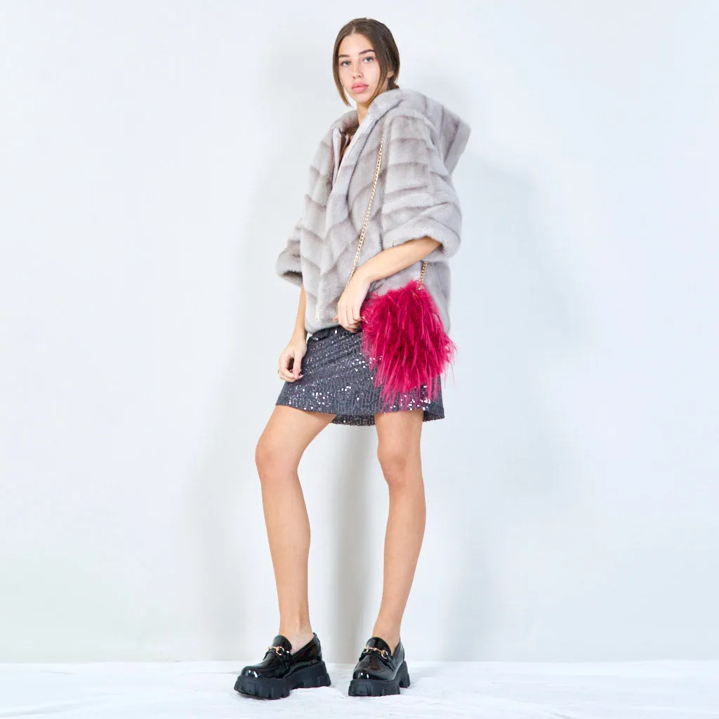 Faux fur mini crossbody bags with chain wholesale