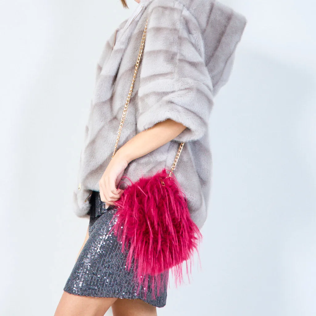 Faux fur mini crossbody bags with chain wholesale