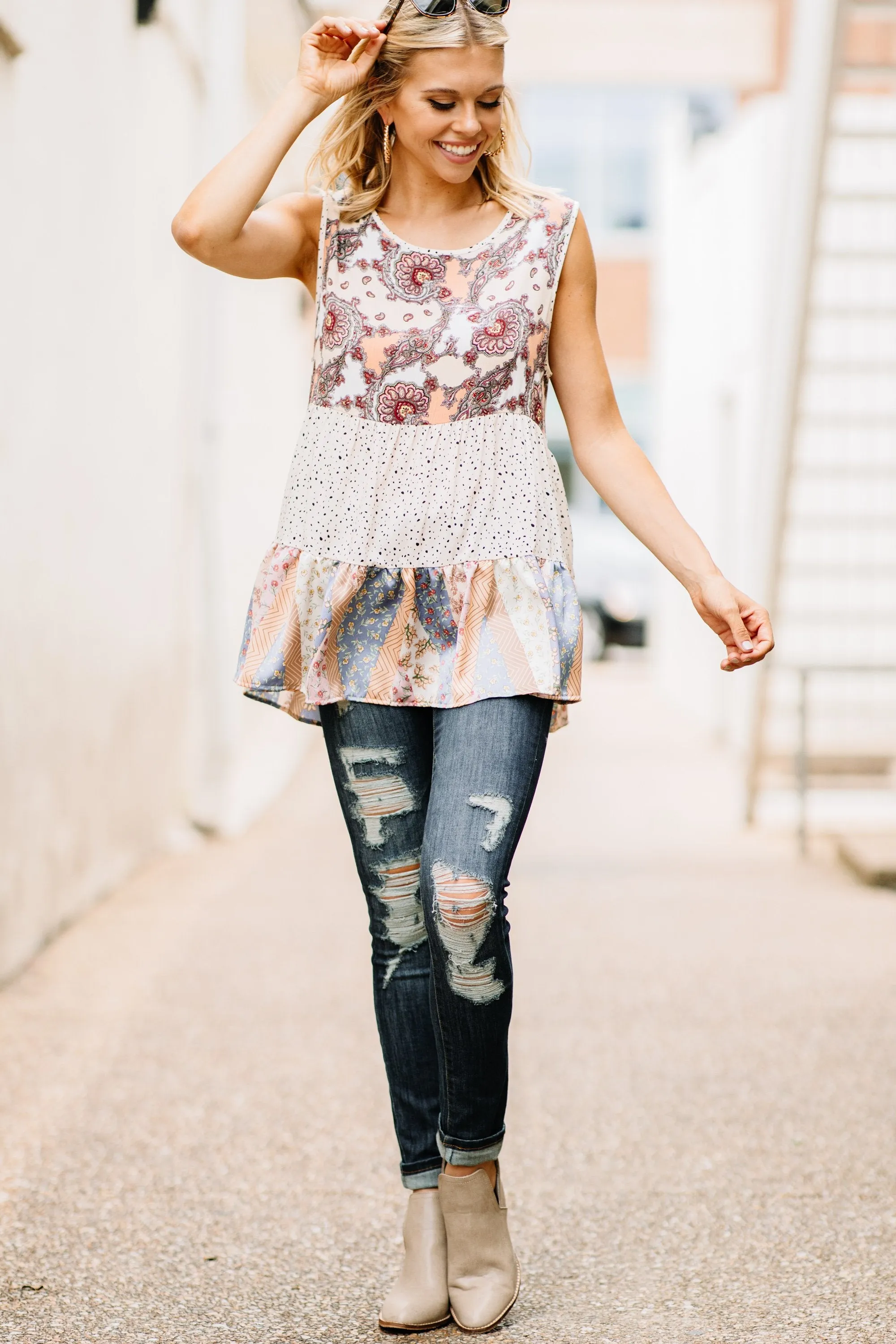 Feeling Bold Tank Brown Colorblock Tank