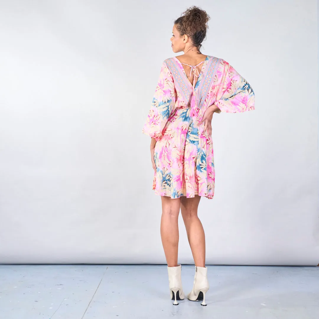 Floral bohemian midi dress with tassel detail wholesale