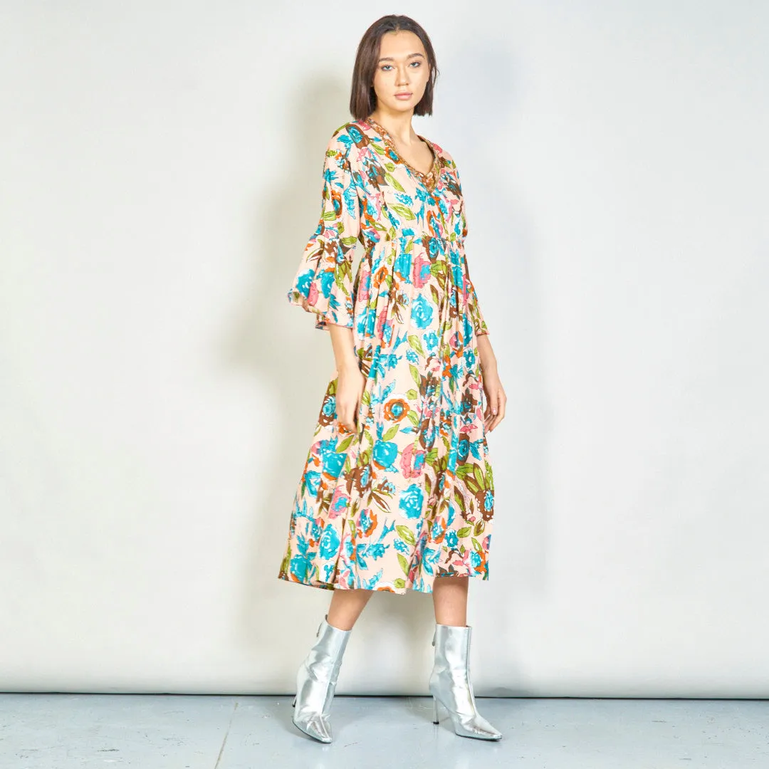 Floral embroidered maxi dress wholesale