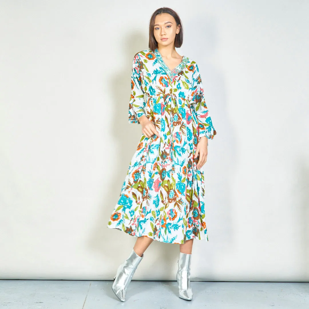Floral embroidered maxi dress wholesale