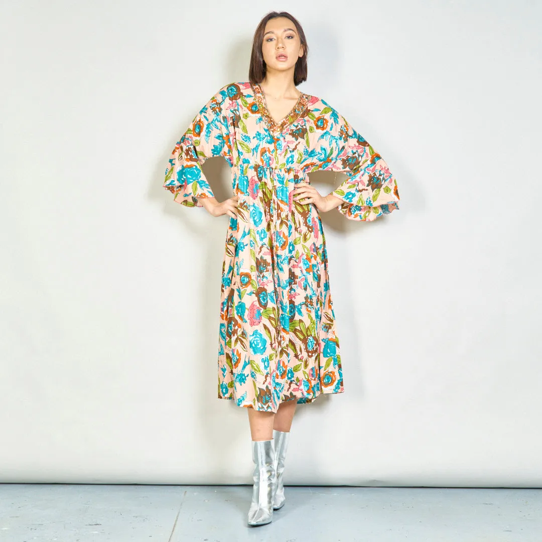 Floral embroidered maxi dress wholesale
