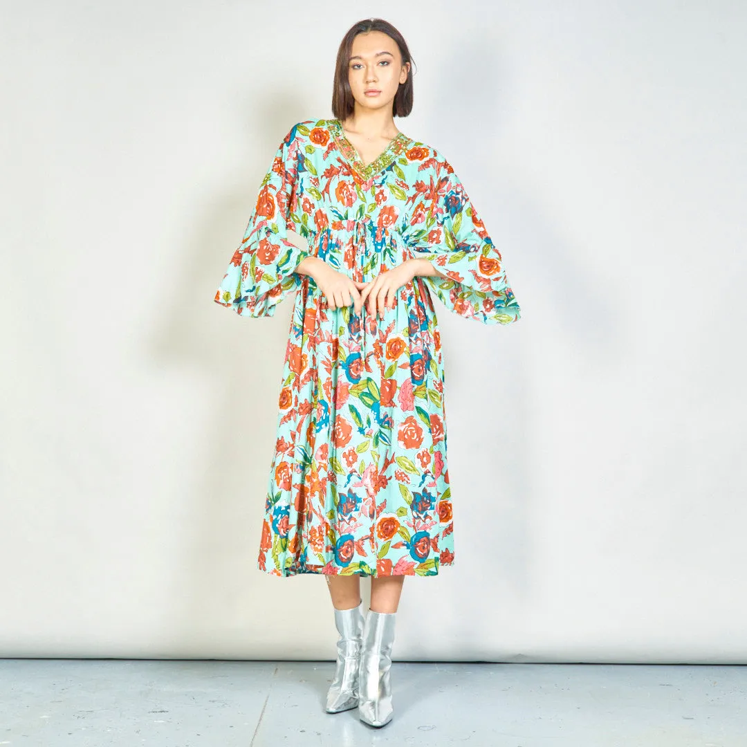 Floral embroidered maxi dress wholesale