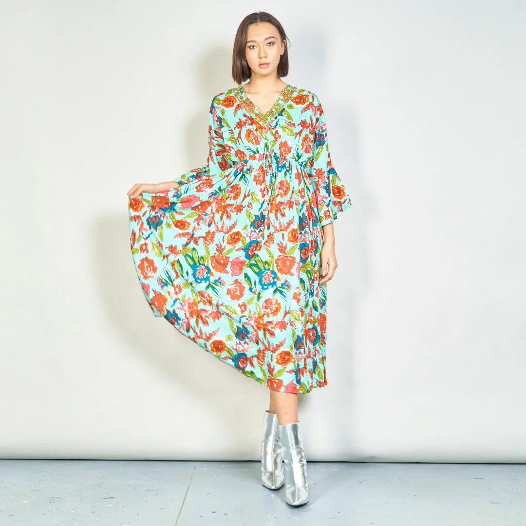 Floral embroidered maxi dress wholesale