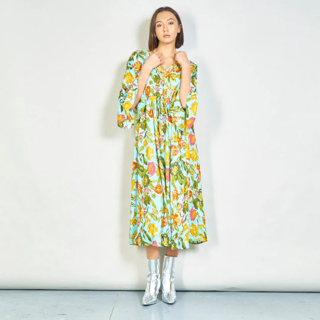 Floral embroidered maxi dress wholesale