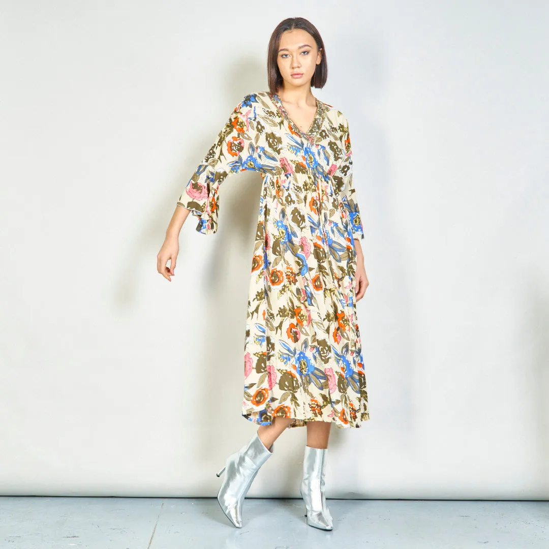 Floral embroidered maxi dress wholesale