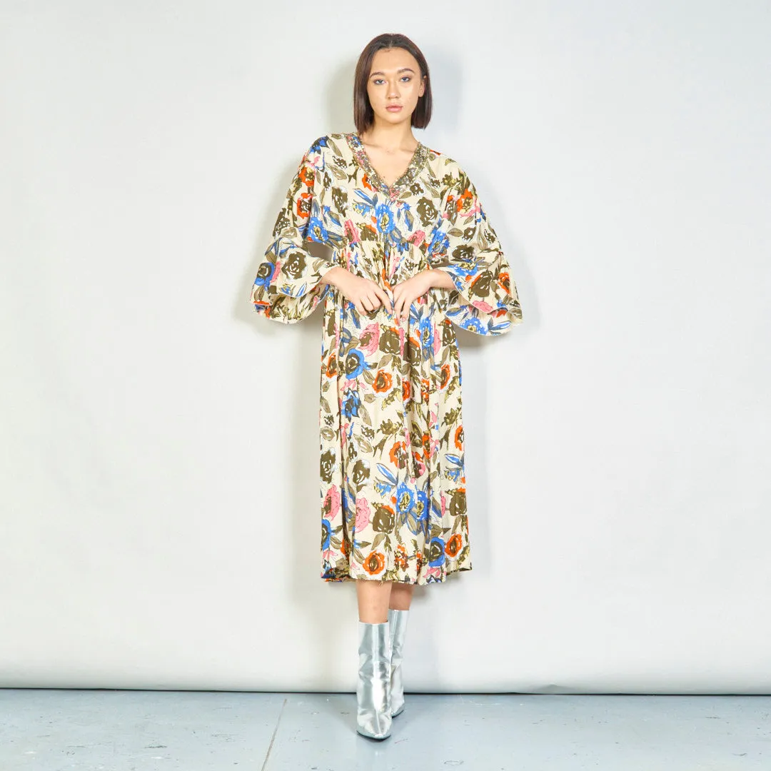 Floral embroidered maxi dress wholesale