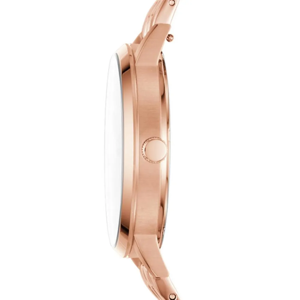 Fossil Gazer Multifunction Mens Rose Gold-Tone Stainless Steel Band Silver Dial Watch - ES4246