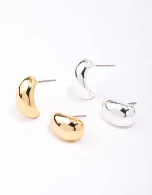 Gold & Silver Plated Bubble Stud Earring Pack