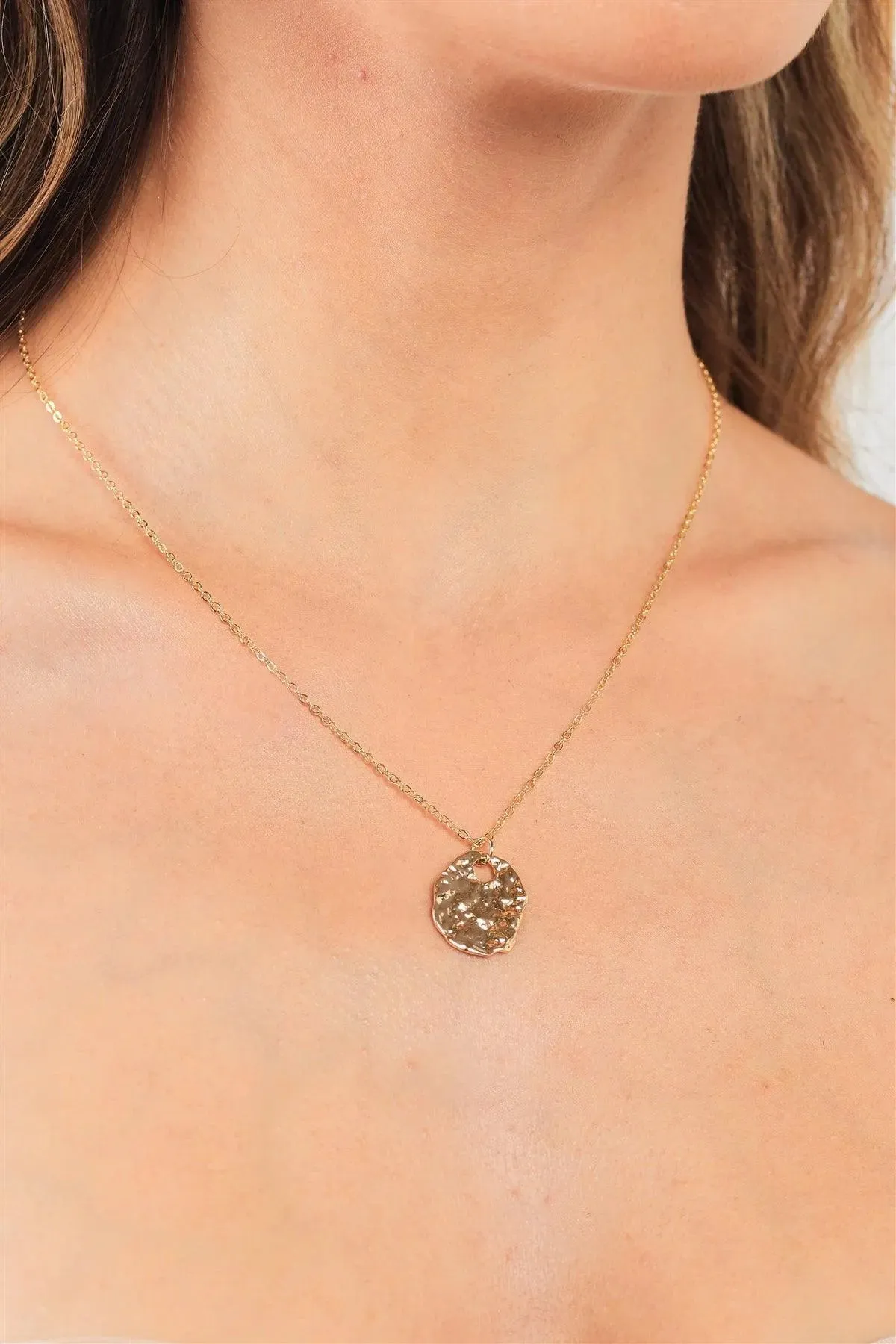 Gold Irregular Vintage Geometry Pendant Necklace