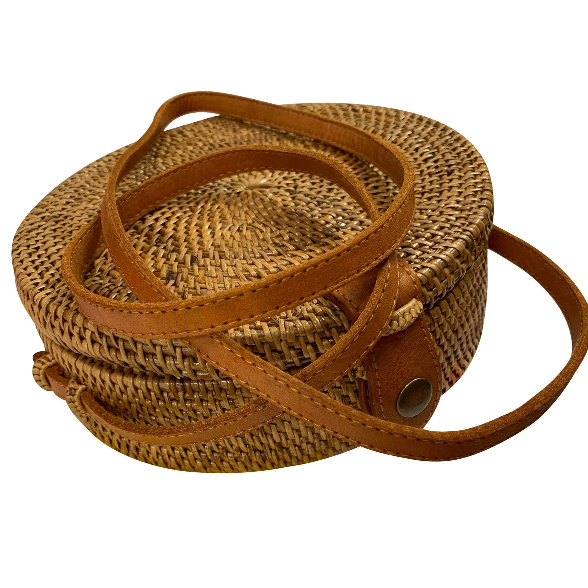 Handmade Boho Rattan Bali Crossbody Bohemian Straw Purse Round Eco Friendly Bag #7