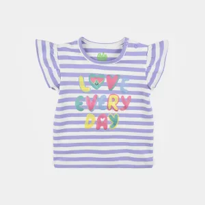 Infant Girls Yarn Dyed T-Shirt LOVE EVERY DAY-Lit.Navy