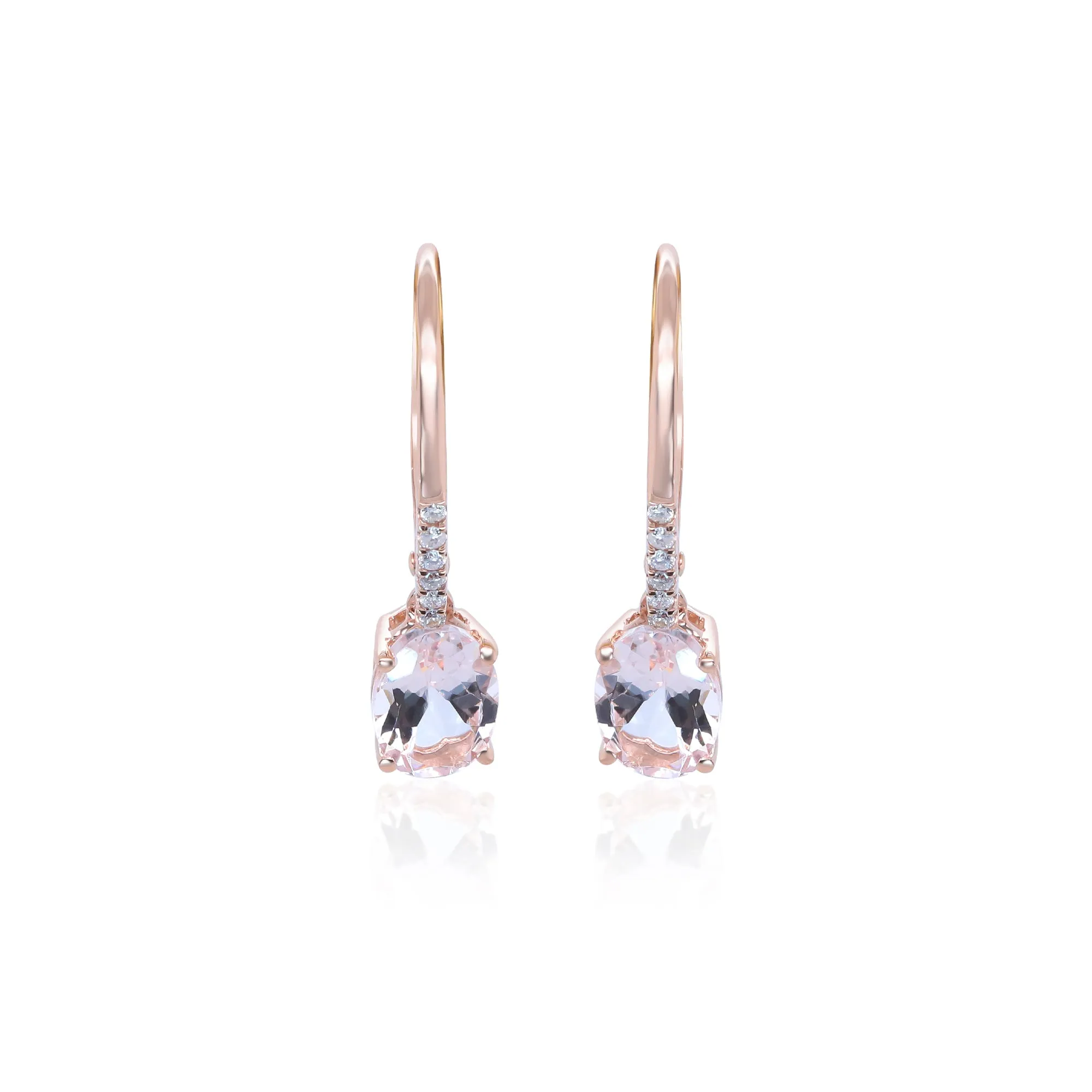 Jacqueline 14K Rose Gold Oval-Cut Madagascar Morganite Earrings