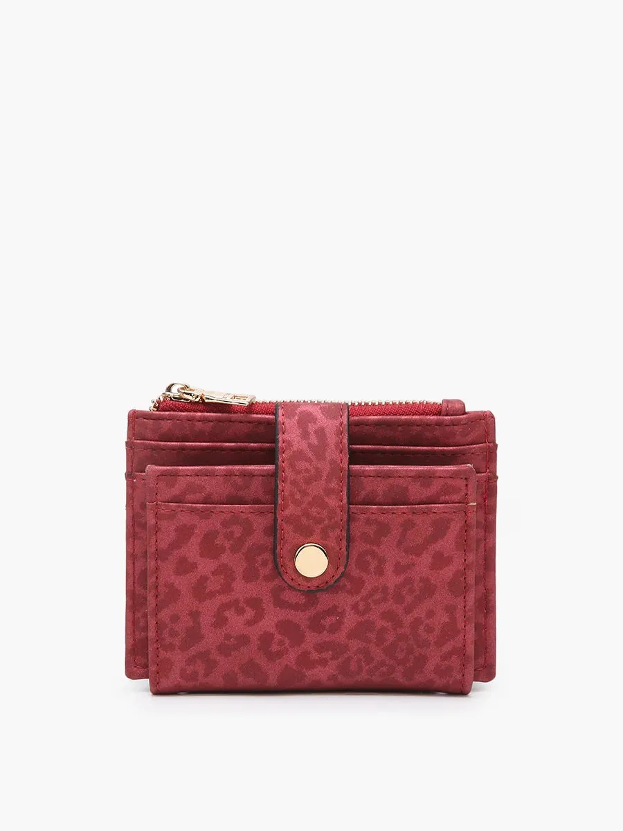 Jen & Co Sam Mini Snap Wallet Card Holder In Cherry Cheetah Print