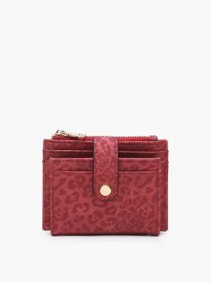 Jen & Co Sam Mini Snap Wallet Card Holder In Cherry Cheetah Print