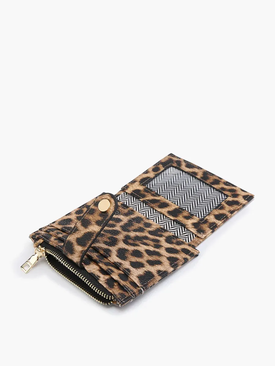 Jen & Co Sam Mini Snap Wallet Card Holder In Cherry Cheetah Print