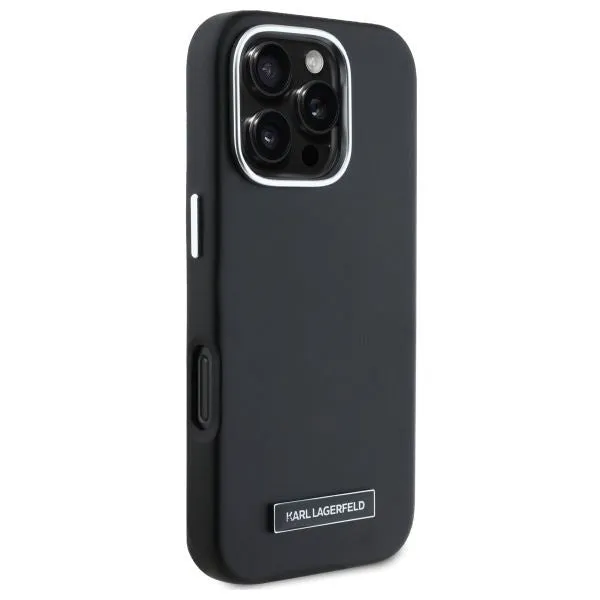 Karl Lagerfeld FW Metal Plate Case with MagSafe for iPhone 16 Pro Max 6.9" Black - KLHMP16XPGMSRPK