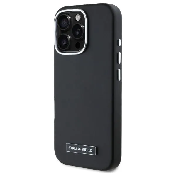 Karl Lagerfeld FW Metal Plate Case with MagSafe for iPhone 16 Pro Max 6.9" Black - KLHMP16XPGMSRPK