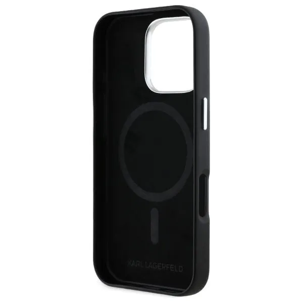 Karl Lagerfeld FW Metal Plate Case with MagSafe for iPhone 16 Pro Max 6.9" Black - KLHMP16XPGMSRPK