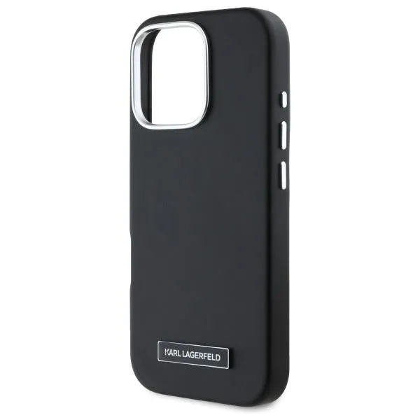 Karl Lagerfeld FW Metal Plate Case with MagSafe for iPhone 16 Pro Max 6.9" Black - KLHMP16XPGMSRPK