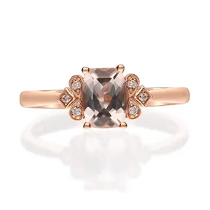 Kiara 10K Rose Gold Cushion-Cut Madagascar Morganite Ring