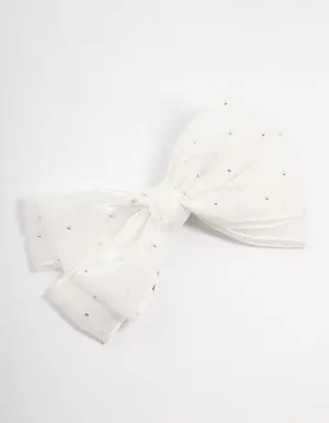 Kids Mixed Cream Fabric Bow Clip