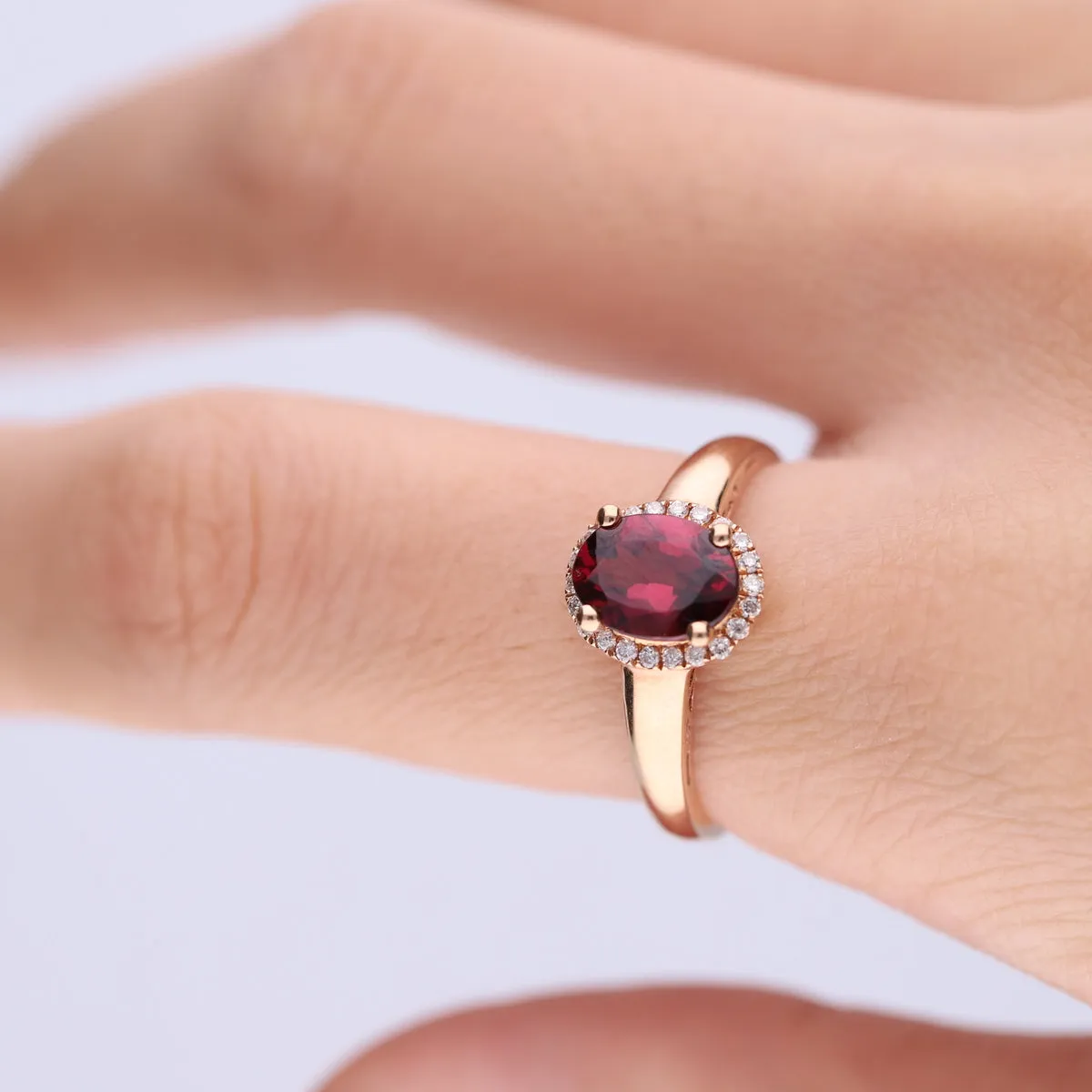 Lacey 10K Rose Gold Oval-Cut Madagascar Rodholite Ring
