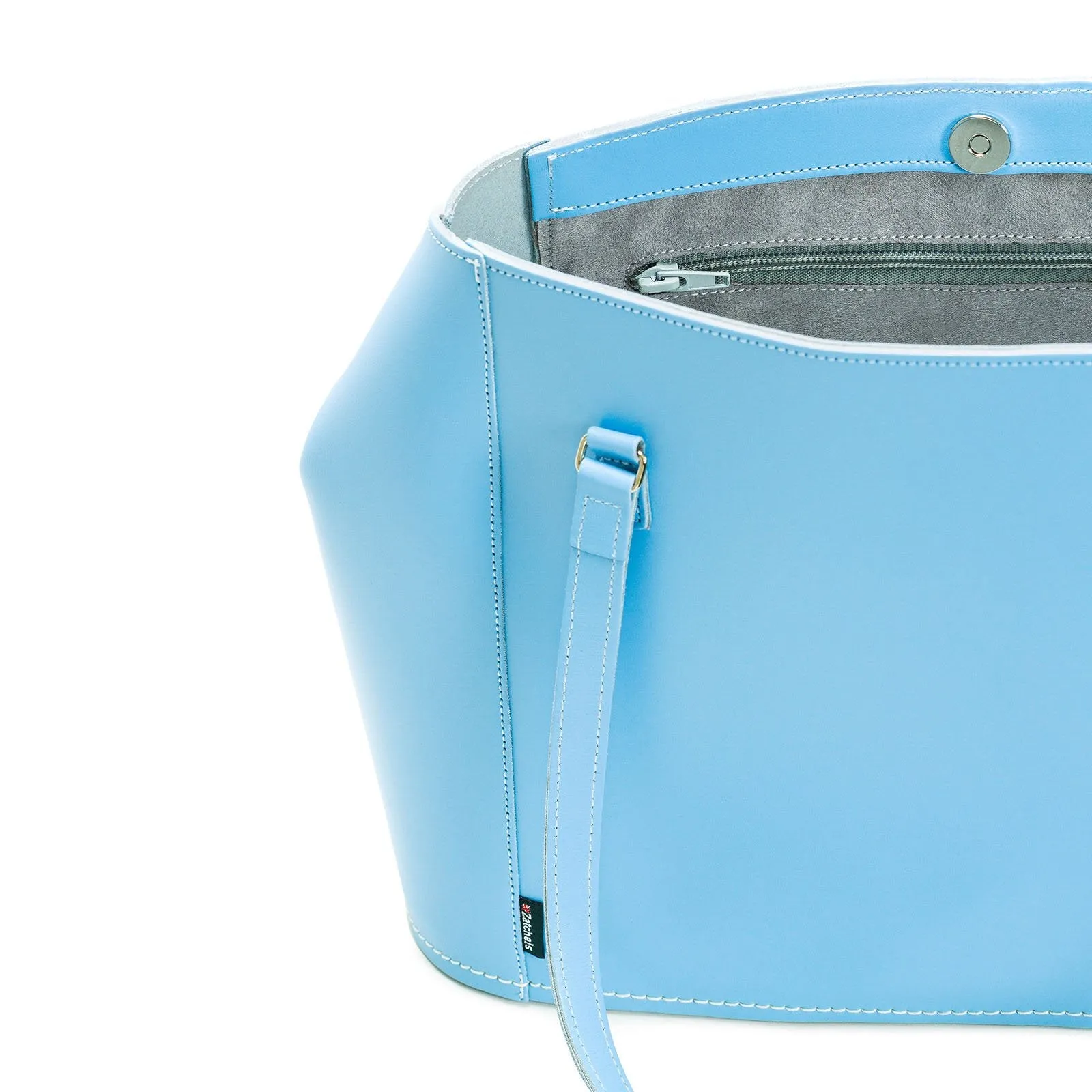 Leather Tote Bag - Pastel Baby Blue