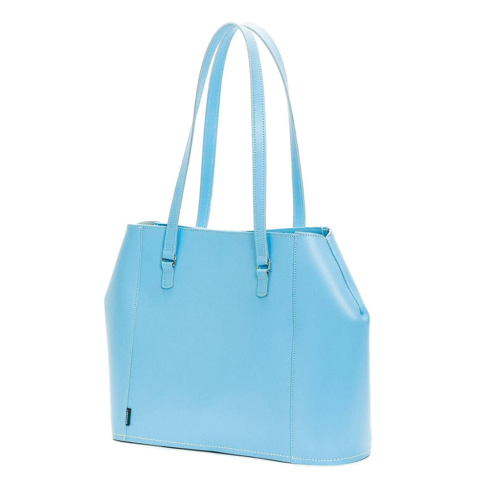 Leather Tote Bag - Pastel Baby Blue