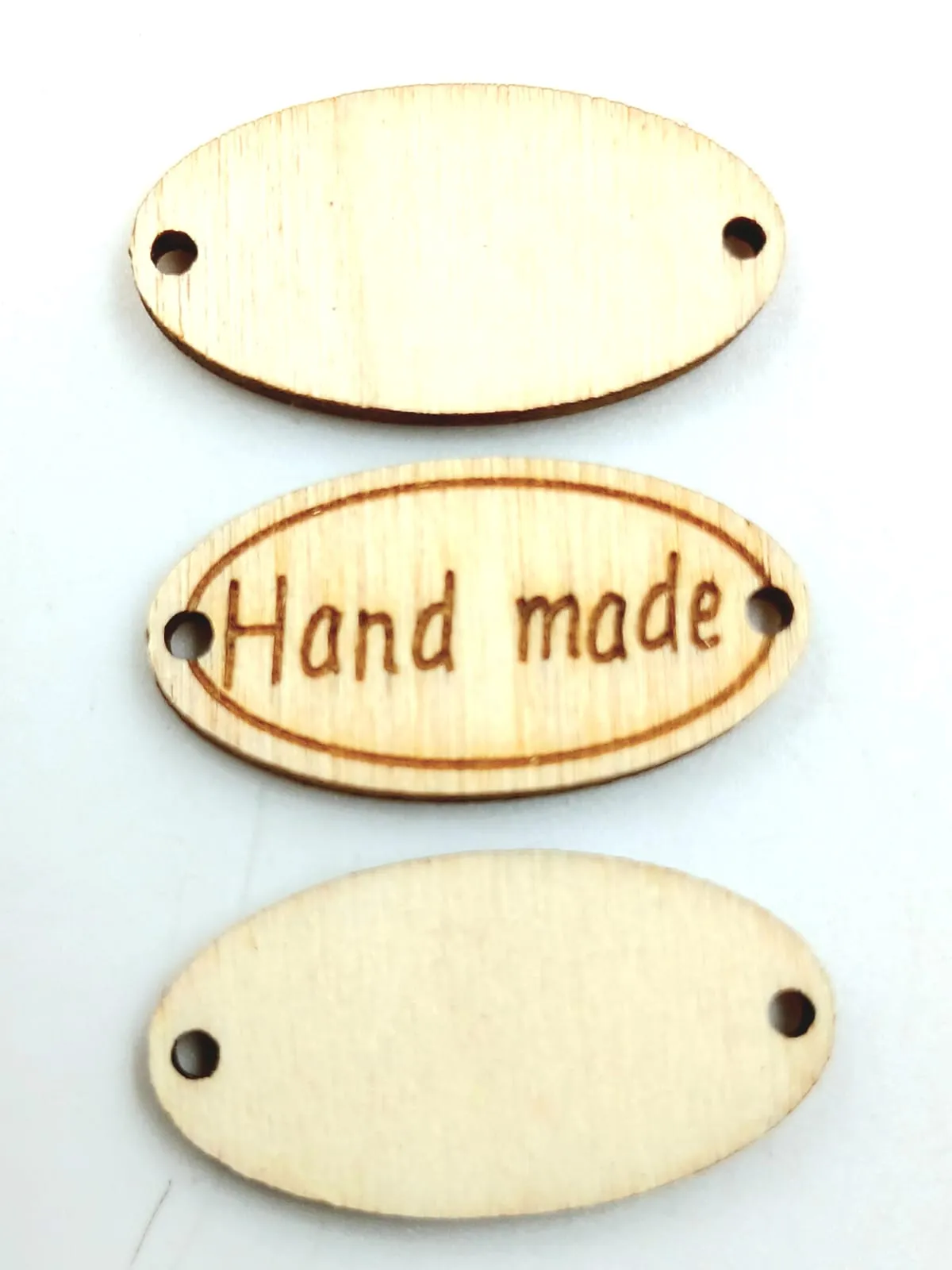Light Brown 2 Hole Oval Shape Wooden Button