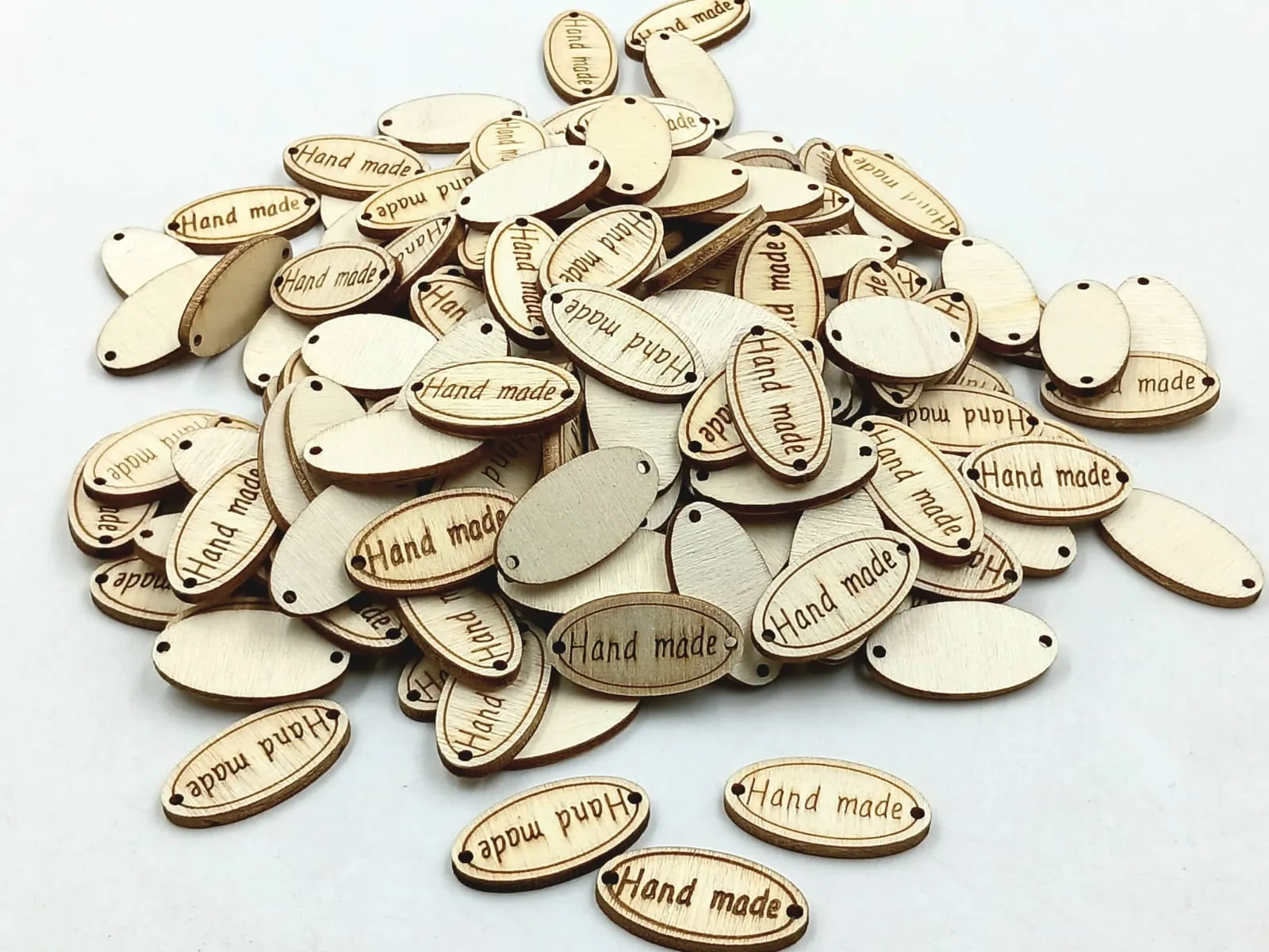 Light Brown 2 Hole Oval Shape Wooden Button