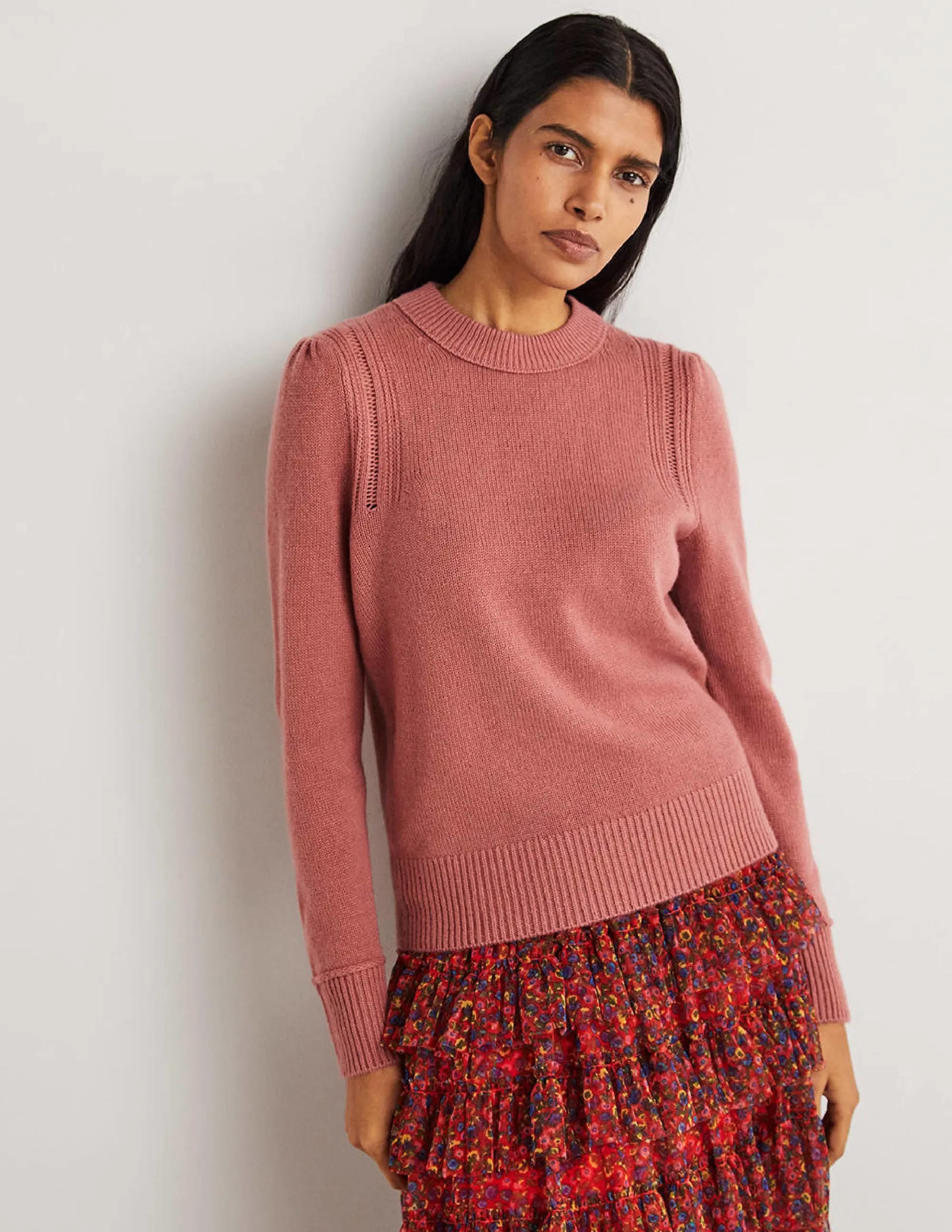 Lofty Cashmere Jumper-Dusty Red Melange
