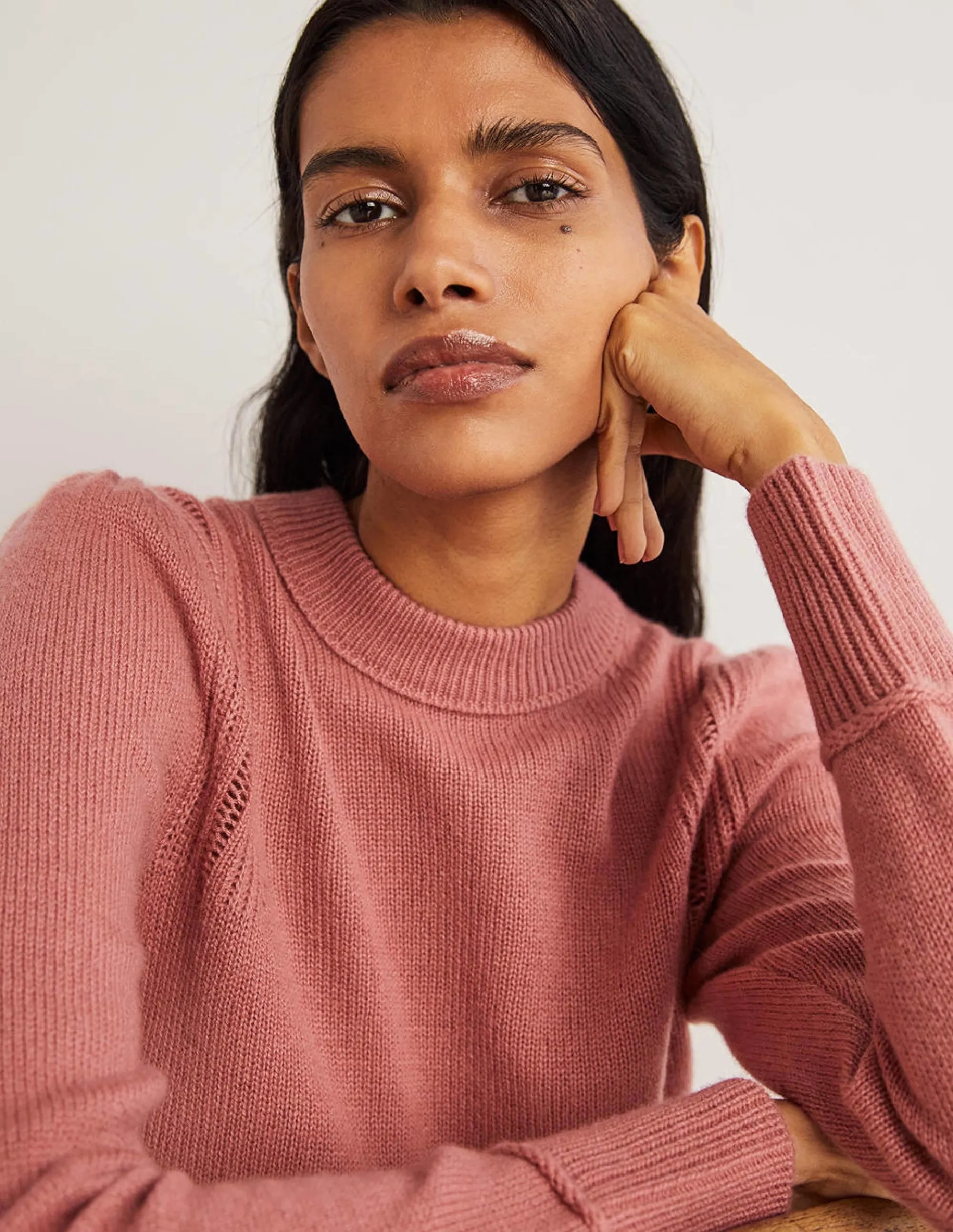 Lofty Cashmere Jumper-Dusty Red Melange