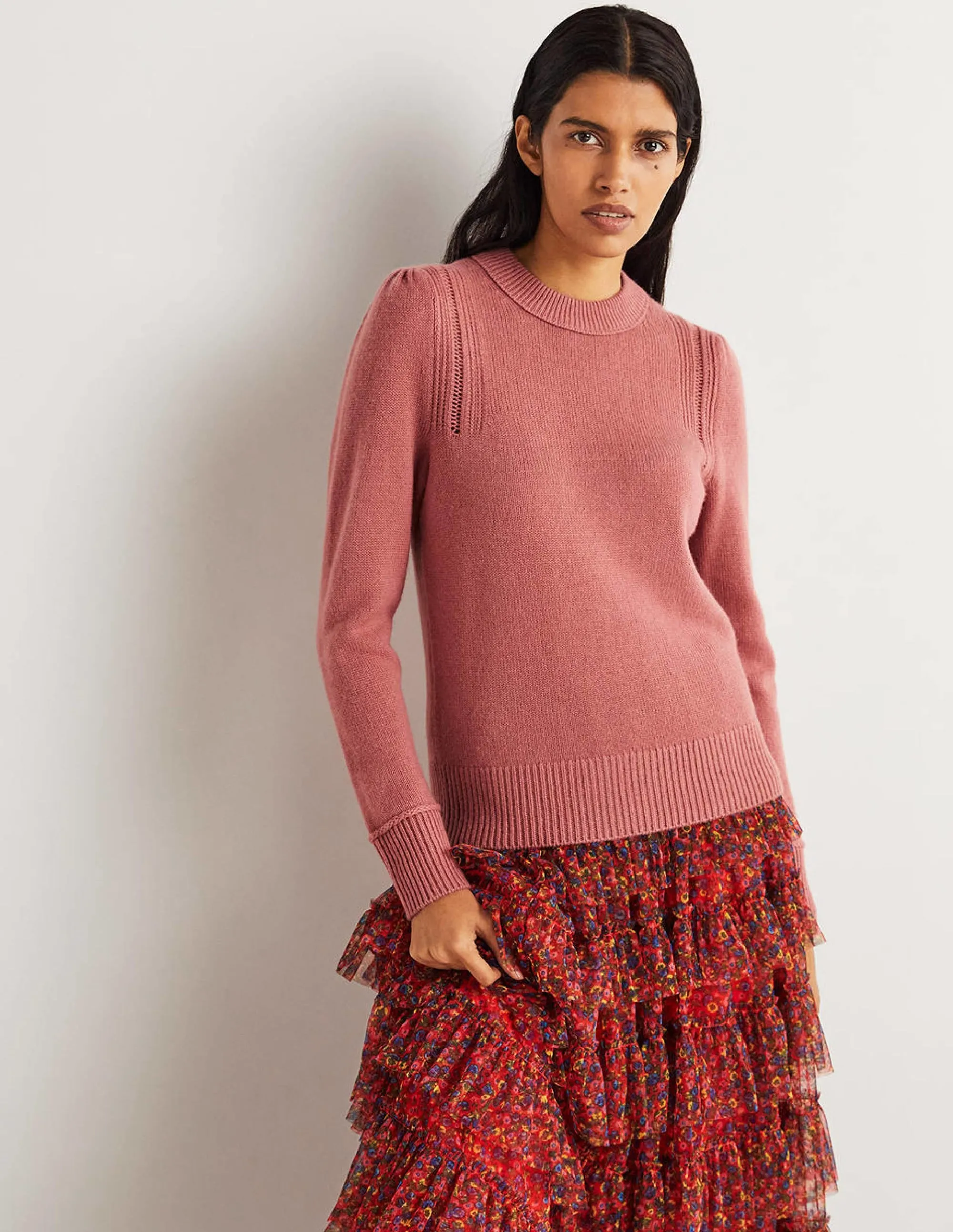 Lofty Cashmere Jumper-Dusty Red Melange