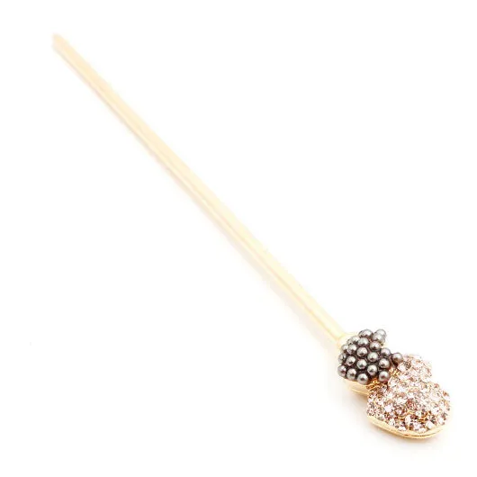 LUX Swarovski Rhinestone and Pearl Hearts Hair Stick