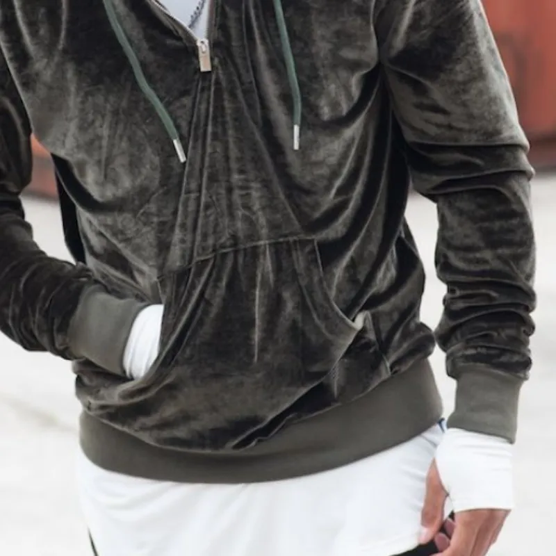 Men's Casual Slim Fit Zipper Velvet Hoodie 75148266K