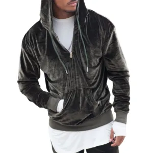 Men's Casual Slim Fit Zipper Velvet Hoodie 75148266K