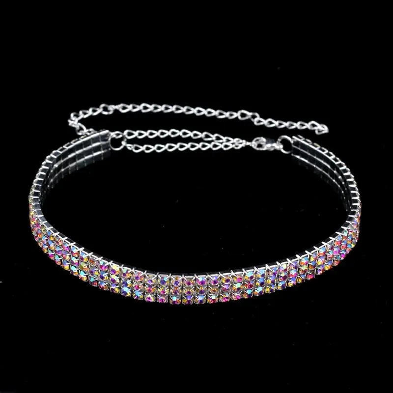 Multi-coloured Crystal 3 Row Bridal Necklaces | Bridelily