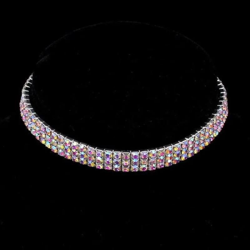 Multi-coloured Crystal 3 Row Bridal Necklaces | Bridelily