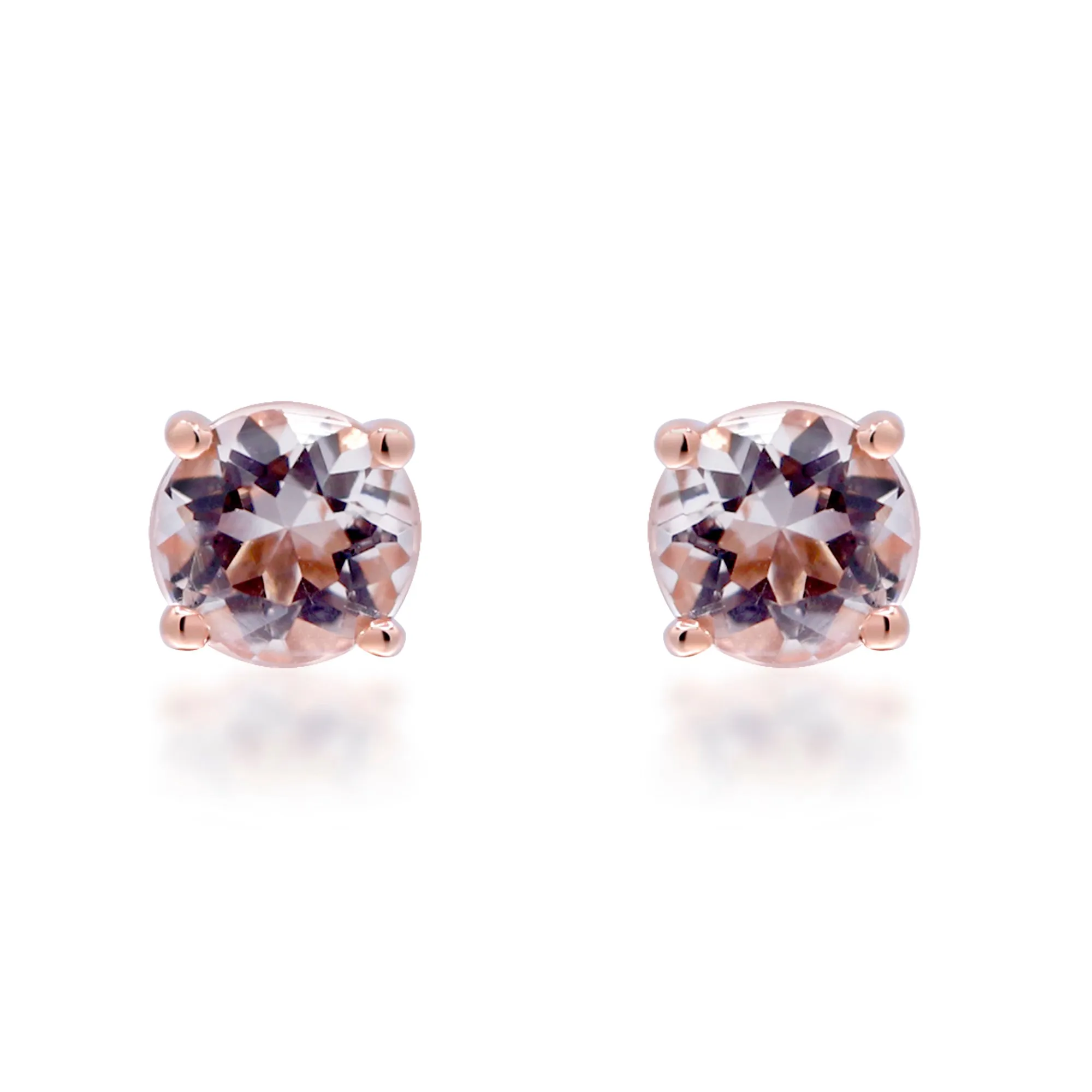 Naomi 14K Rose Gold Round-Cut Madagascar Morganite Earrings
