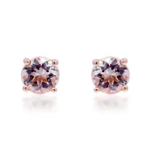 Naomi 14K Rose Gold Round-Cut Madagascar Morganite Earrings